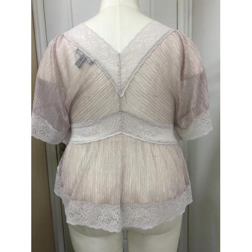 Plus storlek Sheer Mesh Sleeve Top