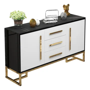 Luxury Gold Chromed Leg Marble Top Sideboard Console Table