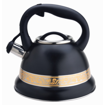 Golden decoration stainless steel whistling tea kettle