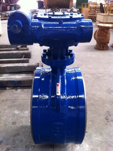 Three Eccentric Welded Butterfly Valve Gear Operated Dn600 Pn25