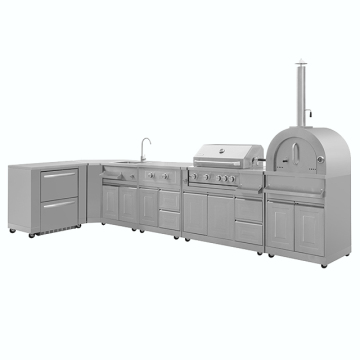High-End 304 Stainless Steel Outdoor Kitchen Island BBQ with Sink for Parties