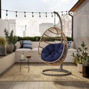 UV PE Outdoor Swing Egg Chair - Best Quality Wicker Rattan Hang Chair