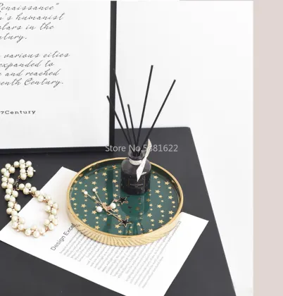 Light Luxury Marbled Ceramic Trays Jewelry Storage Tray Cosmetic Key Ceramic Plate Dessert Trays Serving Tray for Home Storage