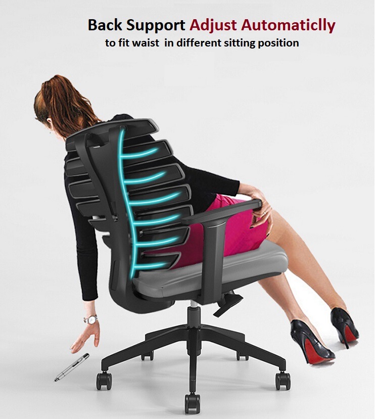 Chaise de bureau ergonomique avec support dorsal réglable