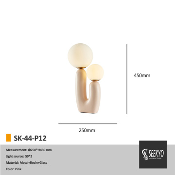 Nordic Pink Table Lamp Cactus Shaped Pink Resin Glass Ball Table Lamp Manufactory