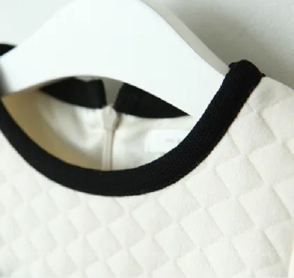 100% Cotton Girls Dress Long Sleeve , White Lattice Cotton Childrens Clothes