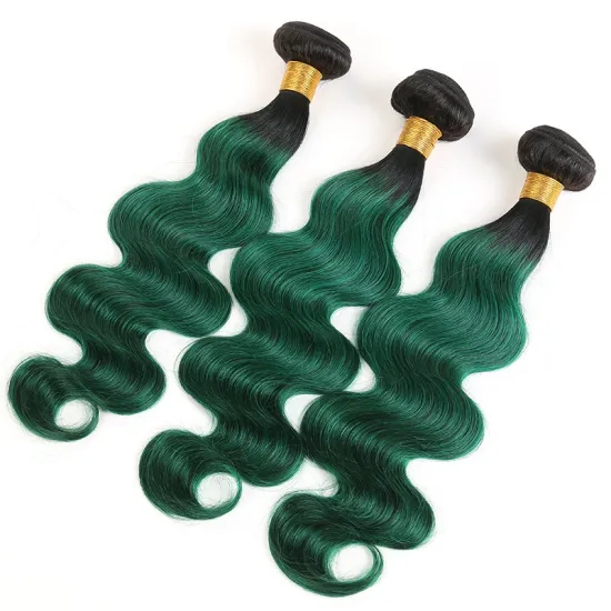 Brazilian Body Wave 1/3/4 Hair Bundles 1B/Green Two Tone Ombre 100% Human Hair straight Weave Bundles