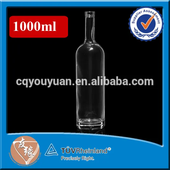 Custom design cork top 1000ml wine glass bottle in high quality