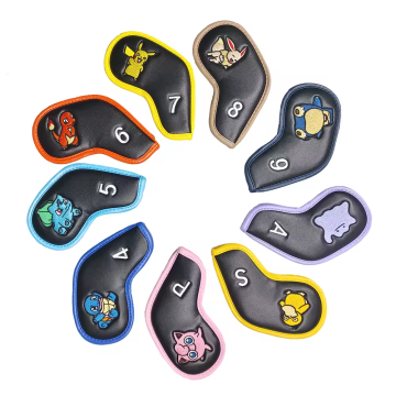 Hot Sale Cartoon Embroidered PU Leather Custom Golf Head Covers for Irons 4-9: Unique P A S Golf Accessories