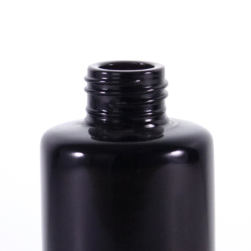 Botella de vidrio negro de hombro plano con tornillo de tornillo