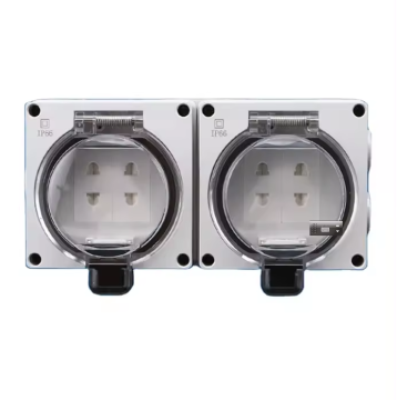 IP66 Weatherproof Wall Socket Outdoor: 2 Gang Power Socket with 2PIN Design for Waterproof Wall Installation