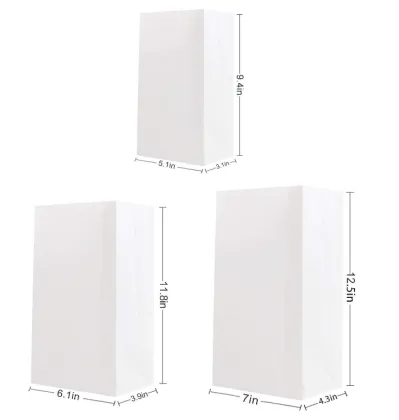 Paper Lunch Bags White Durable Kraft Paper Bags