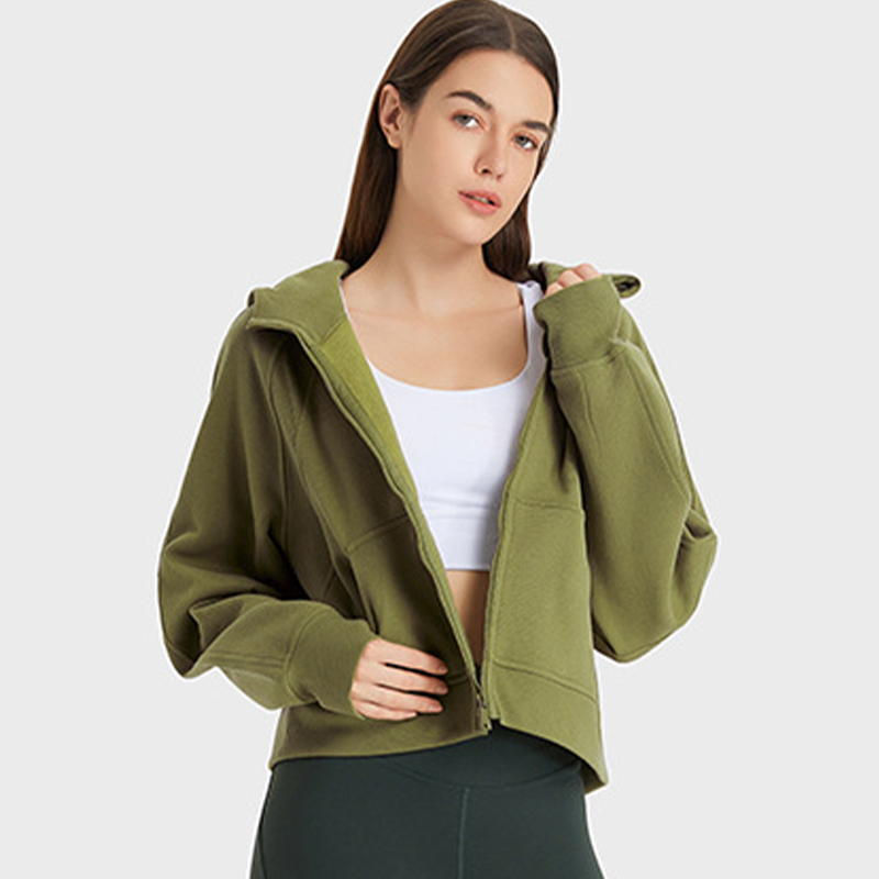 Invierno de collar alto chaqueta deportiva para mujeres sueltas