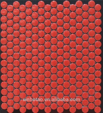 red penny round ceramic mosaic tile