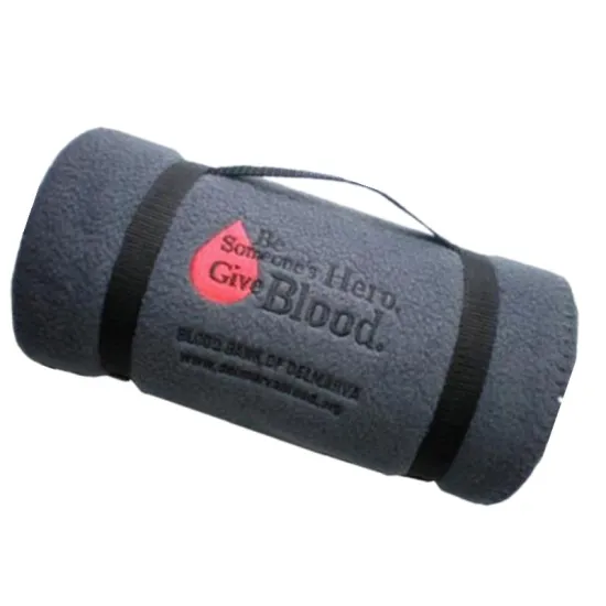 Polar Fleece Tie Blanket Customized Travel Blanket Two Side Brush Handle Throws