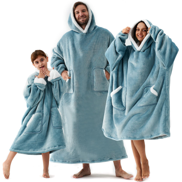 Wholesale Customizable Oversized Sherpa Sweatshirt Blankets - Giant Adult TV Hooded Wearable Hoodies with Sleeves