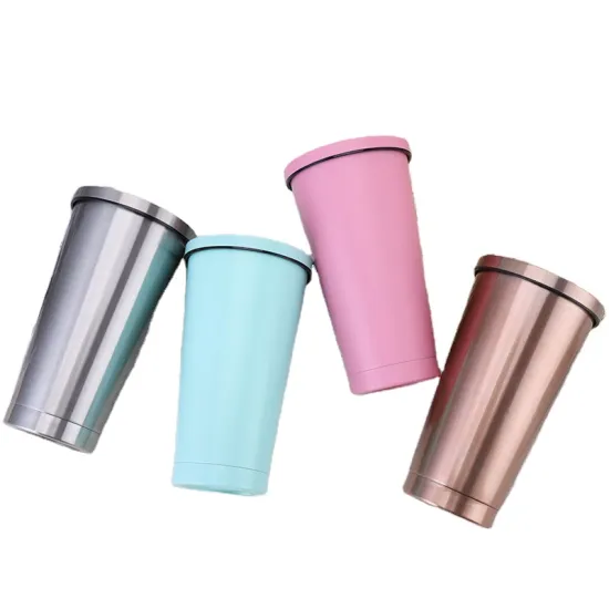 Insulated Vacuum Thermos Flask, Stainless Steel Coffee Mug, and Water Cup with Lids and Straw - 500ML