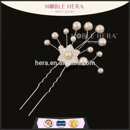 Handmade Cheap hair ornaments wholesale pearls flower hair forks bridal hair pin