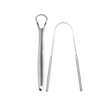 Wholesale Custom Oral Cleaning Tool 2pcs Stainless Steel Tongue Scraper Set