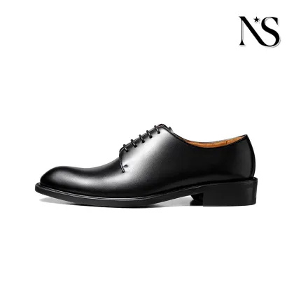 Men'sBlack GlossyFull-Grain Leather Derby Dress Shoes