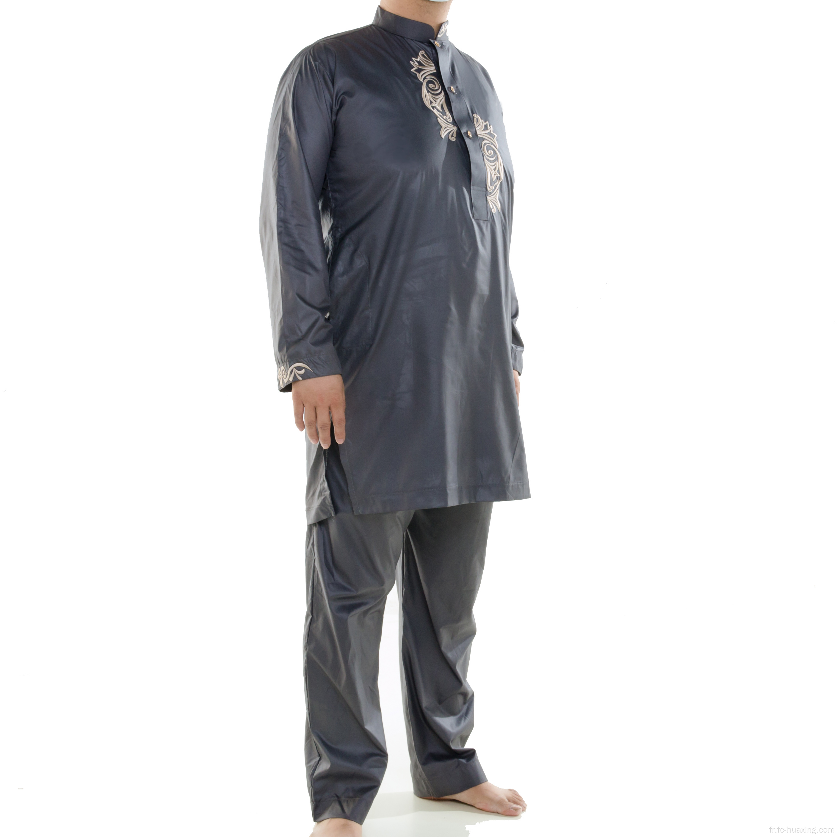 Robe arabe hommes brodés de thobe rond