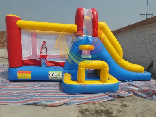 Simple and small inflatable bouncer slide with basketball hoop