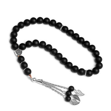Perle di preghiera musulmana braccialetto 33 pezzi perle di cristallo glassate nere tasbih