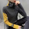 Striped jumper bottoming shirt female