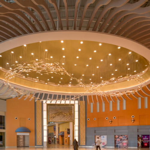 Shopping mall fish shape amber chandelier