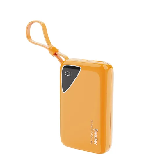 Custom Logo 10000mAh Power Bank with 22.5W Fast Charger for iPhone, LED Display & Built-in Cable