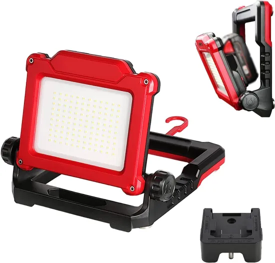 4000lm 20W Cordless LED Flood Light with 18-20V Battery, USB Port & Adjustable Brightness - Portable Work Light