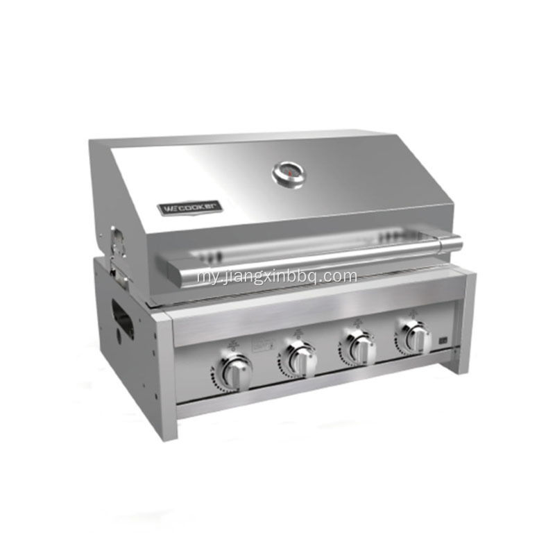 Stainless Steel 4 Burners အပြည့်တပ်ဆင်ပြီး BBQ အသားကင်