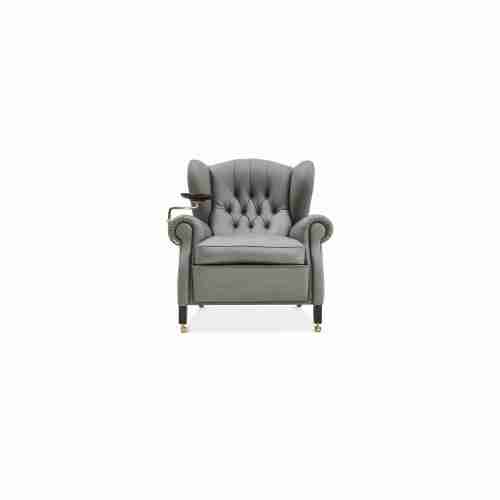 Minimalist Style Fabric Covered Upholstery Leisure Dining Chair With Large Backrest Armrest For Hotel Restaurant