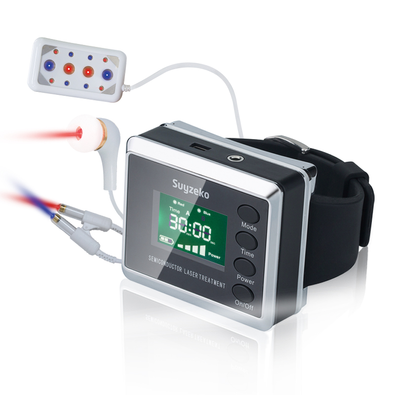 Relógio de terapia a laser de baixo nível para cura de diabetes com luz vermelha azul