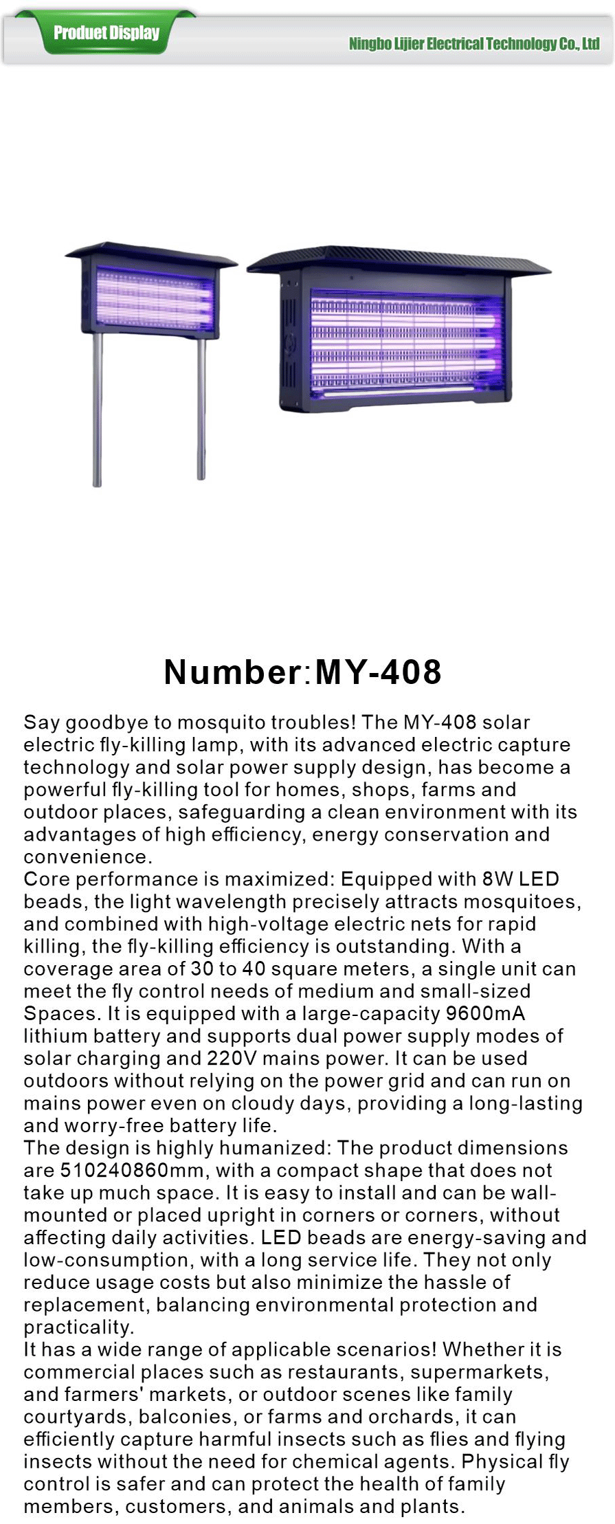Solar Powered Insect Trap Lamp
