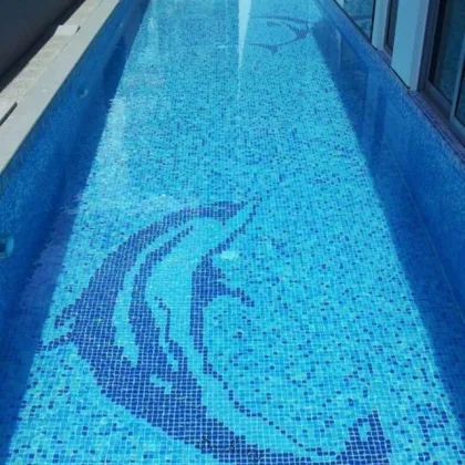 Customized Mosaic Design Blue Glass Mosaic for Swimming Pool mosaic tiles