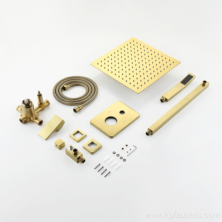 Brushed Brass Wall Mounted Concealed Shower Set