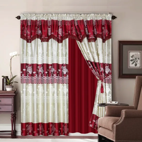 Romance Window Curtain Panel Burgundy 54x84 with Wave Valance