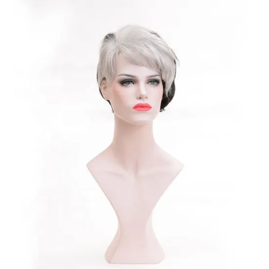 Heat-resistant short black and white wigs ladies Halloween wig shop designs quirky synthetic wigs