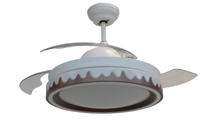 3-Blades Indoor White Ceiling Fan with Brown Lampshade