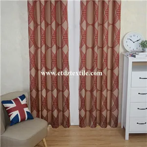 Traditional Red Color Shrinkage Yarn Curtain Fabric