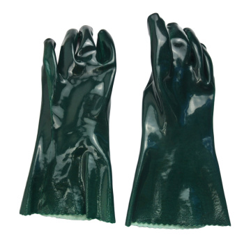 Grüne PVC-beschichtete Handschuhe Glattes Finish 35 cm