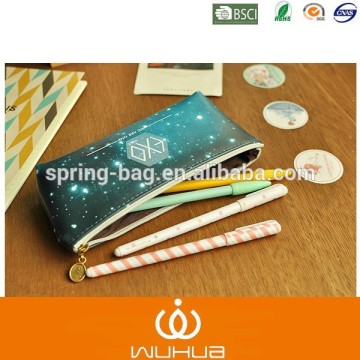 The galaxy star leather pu print pencil and pen bag