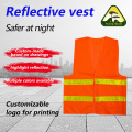 Colete de segurança reflexivo tecido com agulha de velcro laranja