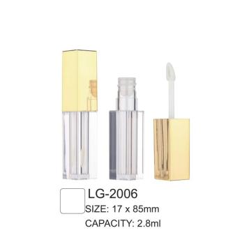 Botella de brillo de labios de plástico cuadrado personalizado con cepillo