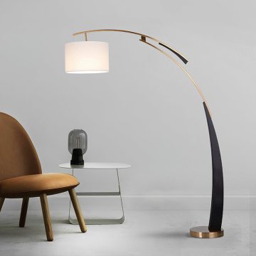 Modern Arched Floor Lamp with White Fabric Shade