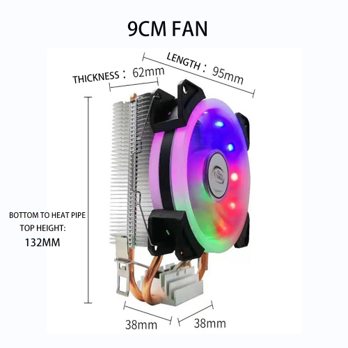 Silent LED dual copper tube CPU fan