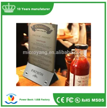 Menu restaurant portable power bank 10000mah with 4 usb output