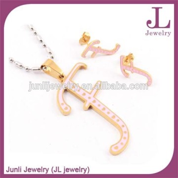 Sales promotional jewelry set in latest design of rhinestone alphabet jewelry set