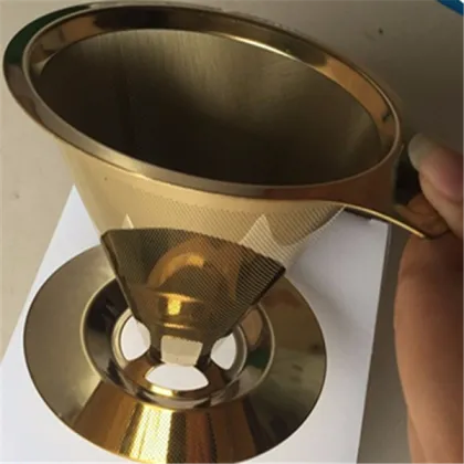 Stainless Steel Gold Washable Reusable Pour Over Coffee Dripper Filter
